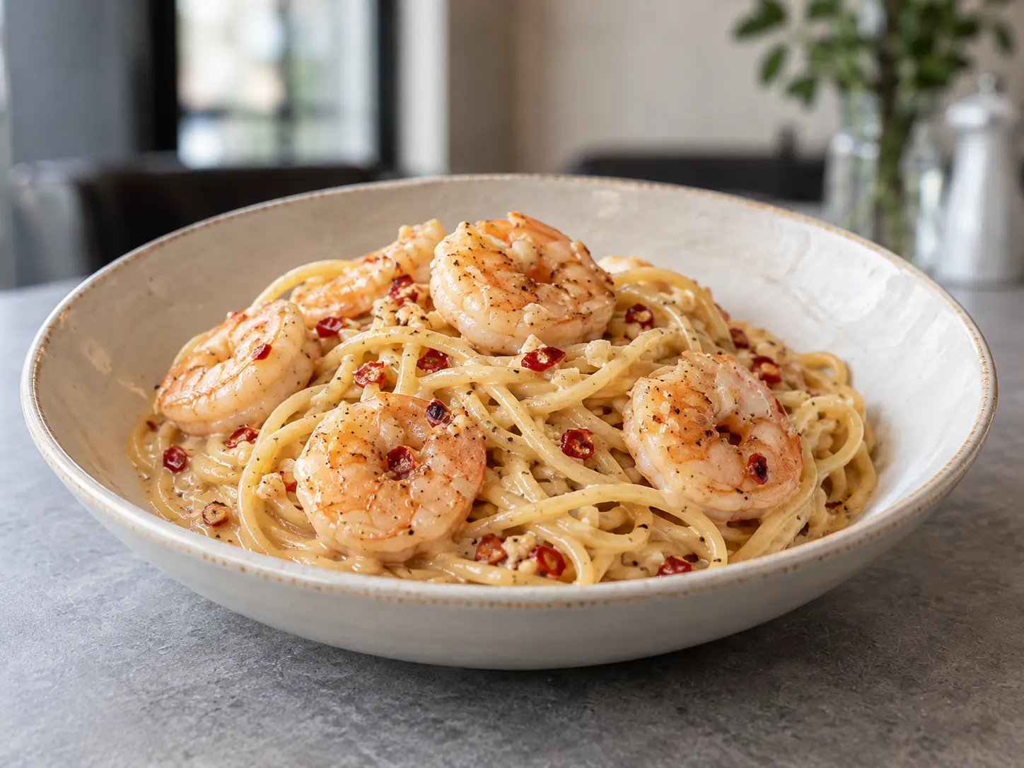 Chilli Garlic Prawn Spaghetti