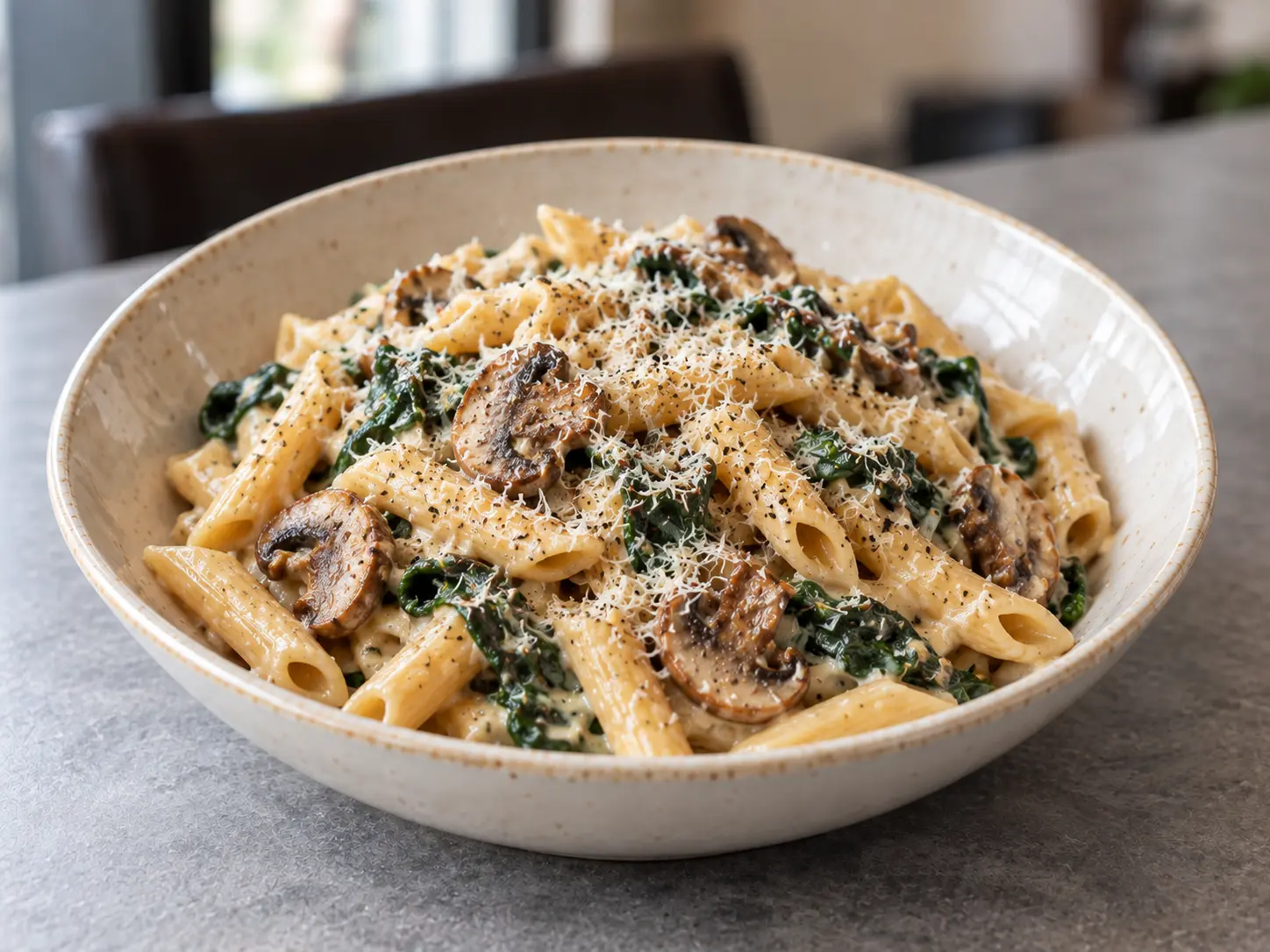 Creamy Mushroom & Spinach Penne